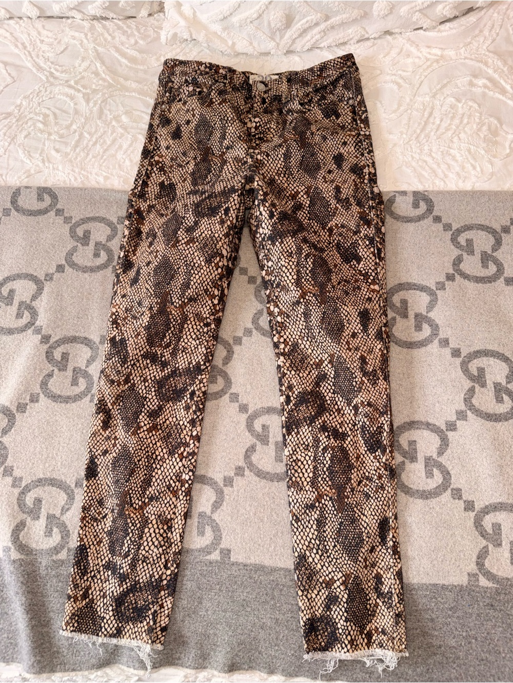 Free People We The Free Snake Print Jeans - Brown & Black